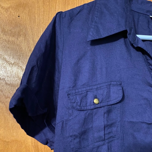 NWT Allison Brittney navy midi shirt dress - Picture 4 of 7